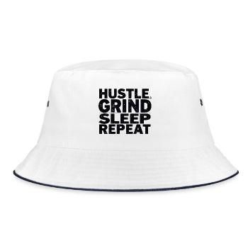 HUSTLE GRIND SLEEP REAPEAT - Bucket Hat - white/navy - Front