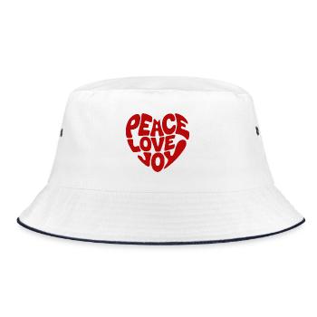 Peace Love Joy Herz - Bucket Hat - Weiß/Navy - Vorne