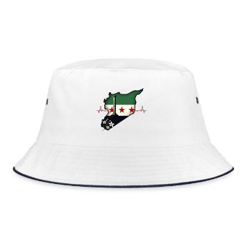 flagge syrien - Herzstück - Bucket Hat - Weiß/Navy - Vorne