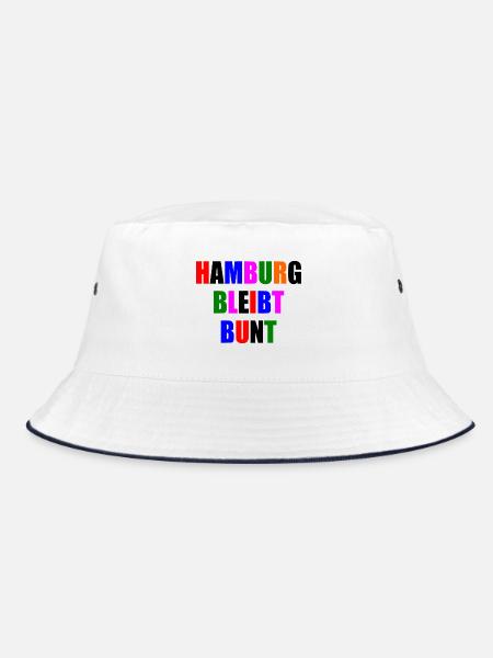 hamburg bleibt bunt - Bucket Hat - Weiß/Navy - Vorne