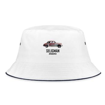 Old car in Seligman in Arizona, US Road 66 - Bucket Hat - white/navy - Front