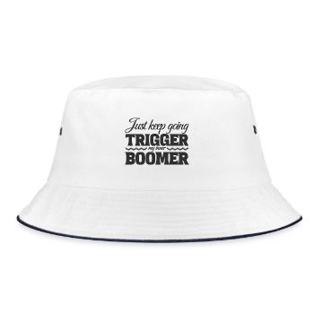 Just Keep Going, Trigger My Inner Boomer - Bucket Hat - white/navy - Front