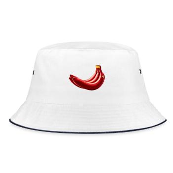Rote Banane – Exotische Kunst - Bucket Hat - Weiß/Navy - Vorne