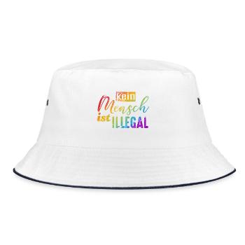 Kein Mensch ist illegal - FCK NZS - Bucket Hat - Weiß/Navy - Vorne