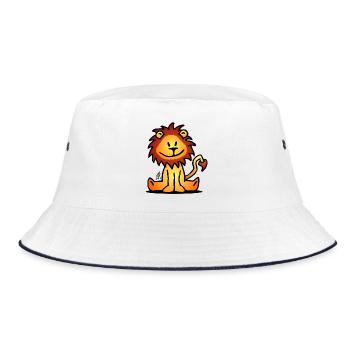 Löwe - Bucket Hat - Weiß/Navy - Vorne