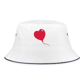 Herz, Ballon - Bucket Hat - Weiß/Navy - Vorne