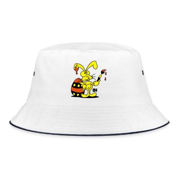 Osterhase - Bucket Hat - Weiß/Navy - Vorne