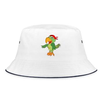 Papagei Pirat Seeräuber - Bucket Hat - Weiß/Navy - Vorne