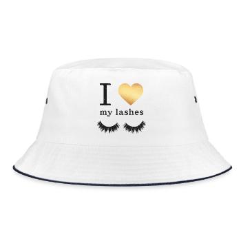 Lange Wimpern Mascara - Bucket Hat - Weiß/Navy - Vorne