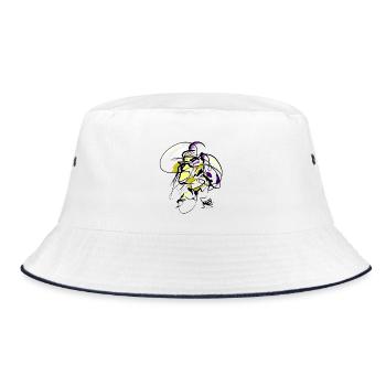 Abstrakt - Gesicht - Bucket Hat - Weiß/Navy - Vorne