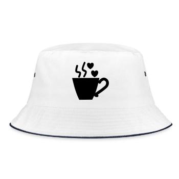 I love Coffee - Kaffeetasse - Kaffee - Bucket Hat - Weiß/Navy - Vorne