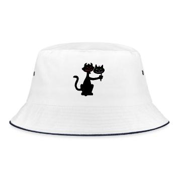 Black cat and demon - Bucket Hat - white/navy - Front