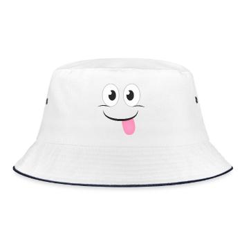 NAUGHTY FACE - Funny Comic Gift T Shirts - Bucket Hat - white/navy - Front