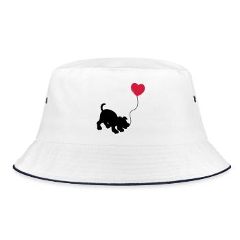 hund mit Luftballon - herz doglover - Kindermotiv - Bucket Hat - Weiß/Navy - Vorne