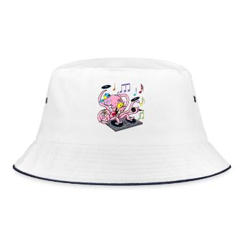 Oktopus dj - Bucket Hat - Weiß/Navy - Vorne