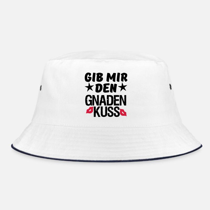 Geschenk Liebe Paar lustig Spruch Kuss - Bucket Hat - Weiß/Navy