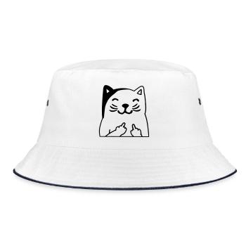 Du kannst mich mal Katze - Bucket Hat - Weiß/Navy - Vorne