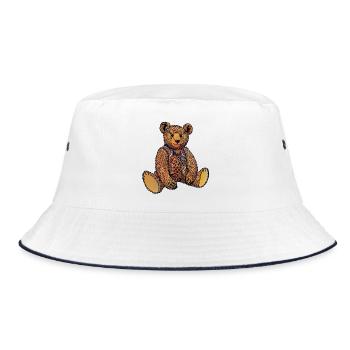 Watercolour Ted - Bucket Hat - white/navy - Front