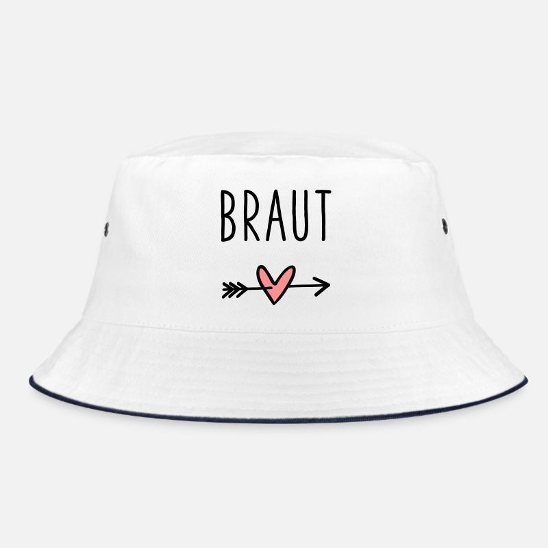 Braut Herz Amor Pfeil Junggesellenabschied - Bucket Hat - Weiß/Navy