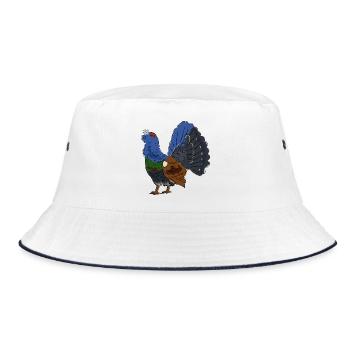 Farbiger Auerhahn mit buntem Gefieder - Bucket Hat - Weiß/Navy - Vorne