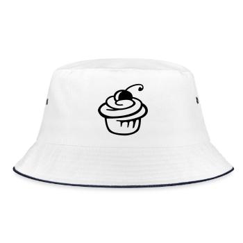 Cupcake Kirsche – Süßer Kuchen & Partyspaß - Bucket Hat - Weiß/Navy - Vorne