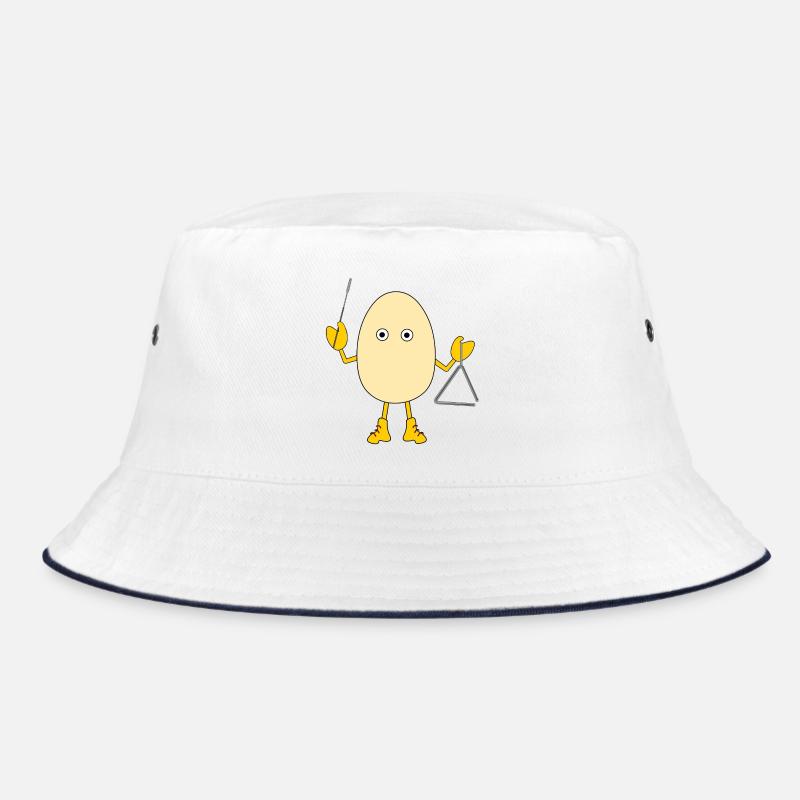 Dreieck Eierkopf - Bucket Hat - Weiß/Navy