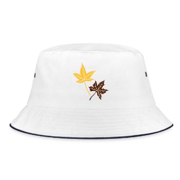 Maple, autumn, leaves, maple leaves - Bucket Hat - white/navy - Front