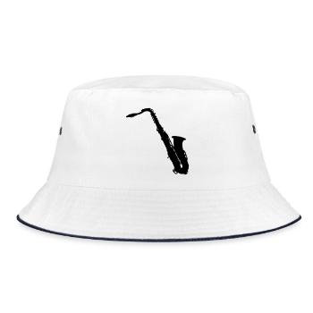 Saxophon - Bucket Hat - Weiß/Navy - Vorne