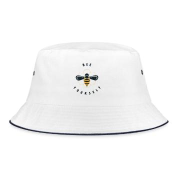 bee yourself motif - bees motivation lettering - Bucket Hat - white/navy - Front