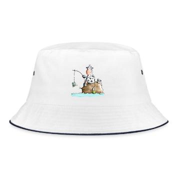 Anglerglück - Angler - Bucket Hat - Weiß/Navy - Vorne