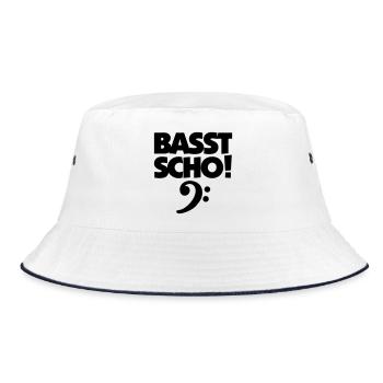 BASST SCHO! Bass Design für Bassisten - Bucket Hat - Weiß/Navy - Vorne
