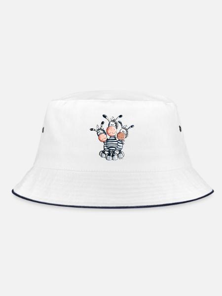 Süßes Zebra Trio - Bucket Hat - Weiß/Navy - Vorne