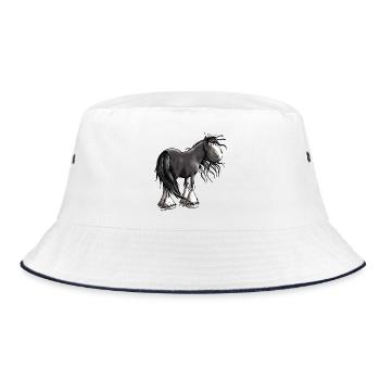 Fröhliches Shire Horse - Bucket Hat - Weiß/Navy - Vorne