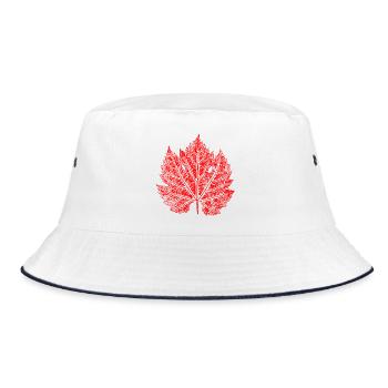 Grape Leaf / Red / Wine Leaf - Bucket Hat - white/navy - Front