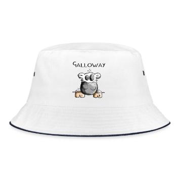 Galloway Rind - Kuh - Rinder - Kühe - Comic - Bucket Hat - Weiß/Navy - Vorne