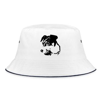 Jack Russell Terrier Kopf - Bucket Hat - Weiß/Navy - Vorne