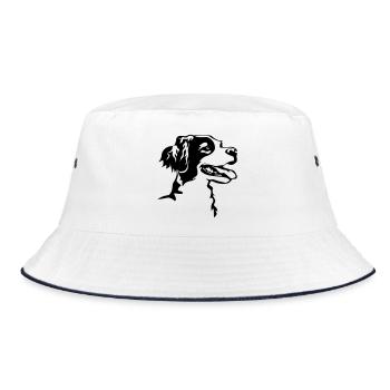 Epagneul Breton Kopf - Bucket Hat - Weiß/Navy - Vorne