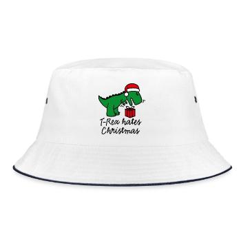 T-Rex hates Christmas ugly xmas Dinosaurier Santa - Bucket Hat - Weiß/Navy - Vorne