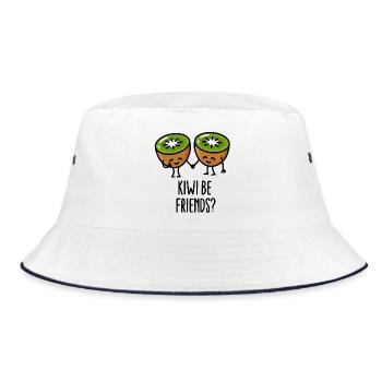 Kiwi be friends BFF Kawaii niedlich Paar Liebe - Bucket Hat - Weiß/Navy - Vorne