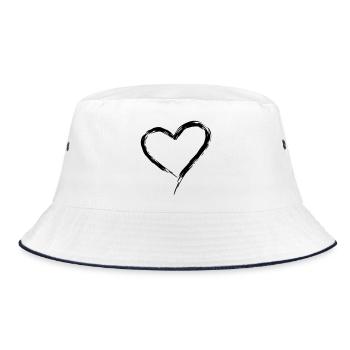 heart love bride love frame wedding lol big es - Bucket Hat - white/navy - Front