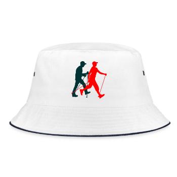 Nordicwalking walkers silhouette colorful figures - Bucket Hat - white/navy - Front