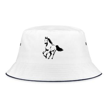 stallion - mare - foal - horse - Bucket Hat - white/navy - Front