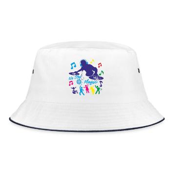 Deejay - No stop Music - Bucket Hat - white/navy - Front