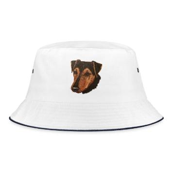 Jagdterrier Portrait - Bucket Hat - Weiß/Navy - Vorne