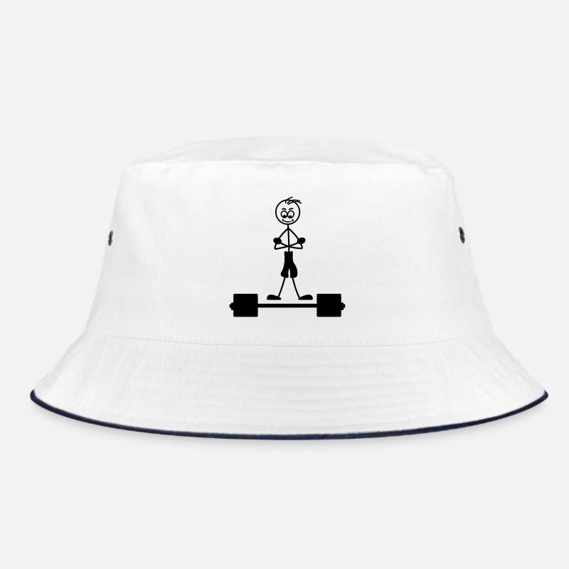 Weight training with hands over each other logo Bucket Hat