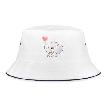 Heart Thrower Elephant Motifs - Bucket Hat - white/navy - Front