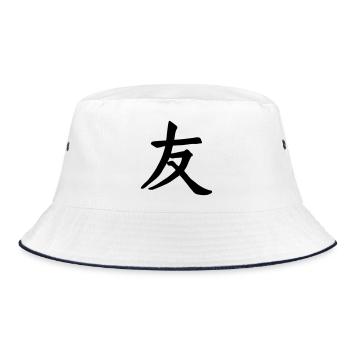 Friend in Chinese script - Bucket Hat - white/navy - Front