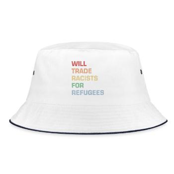 Will Trade Racists for Refugees - Bucket Hat - white/navy - Front