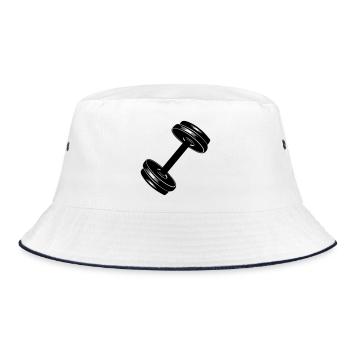 Fitness GYM dumbel weight 01 - Bucket Hat - white/navy - Front