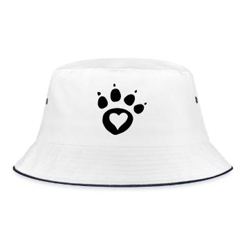 Paw print dog paw with heart i love dog cat - Bucket Hat - white/navy - Front
